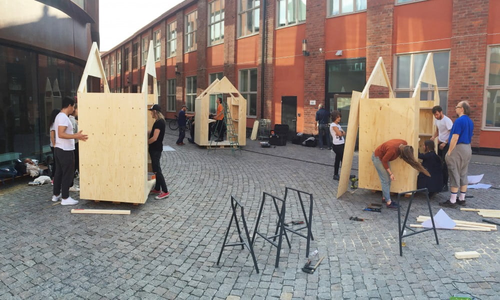 Two day workshop assembling the sheds