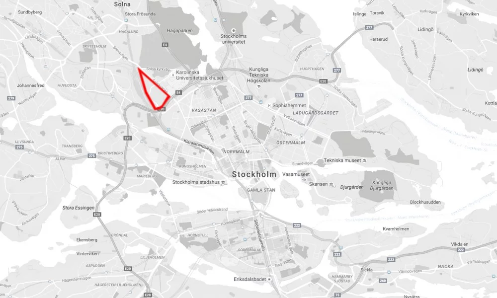 Map showing the area