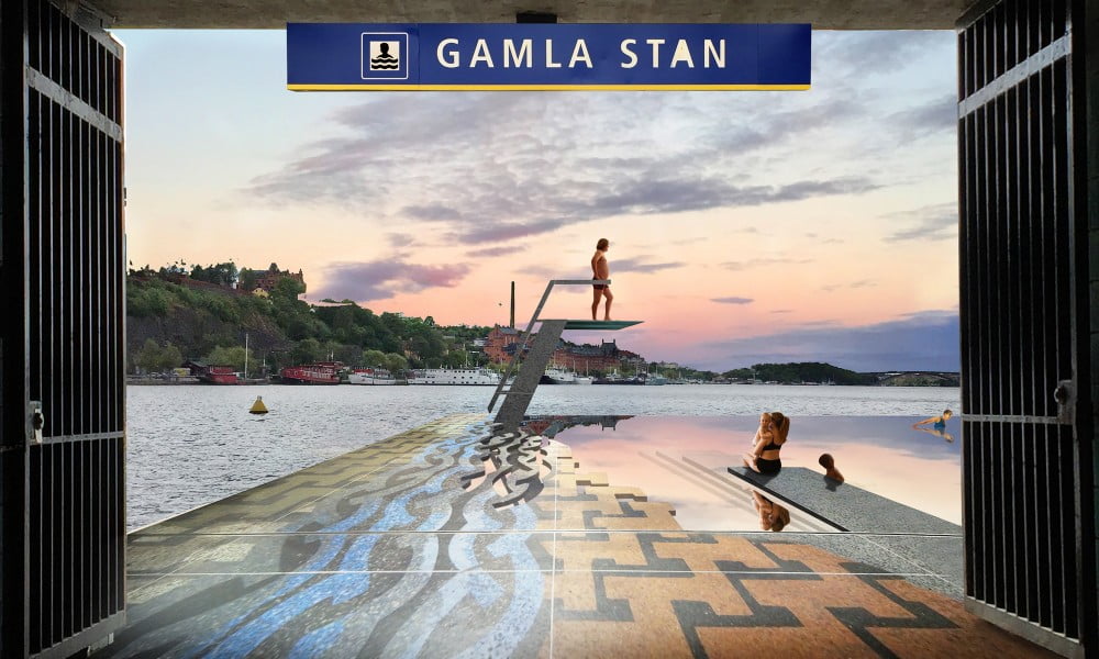 Public pool at Gamla stan subway station