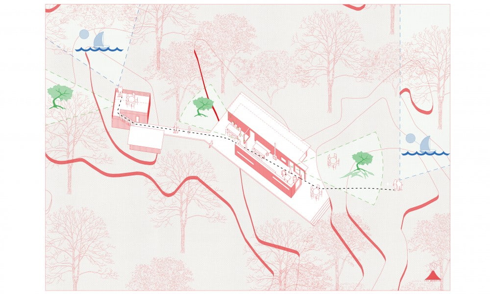 Axonometry of promenade and views